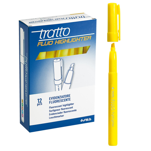 Tratto Fluo Highlighter giallo punta a scalpello 5 0 mm tratto 1 0-5 0 mm inchiostro universale a base d acqua (conf.12)